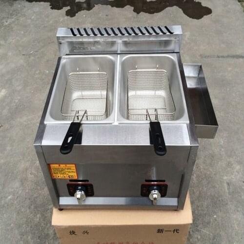 Gas heating deep fryer commercial double basket deep frying machine for sale ZF