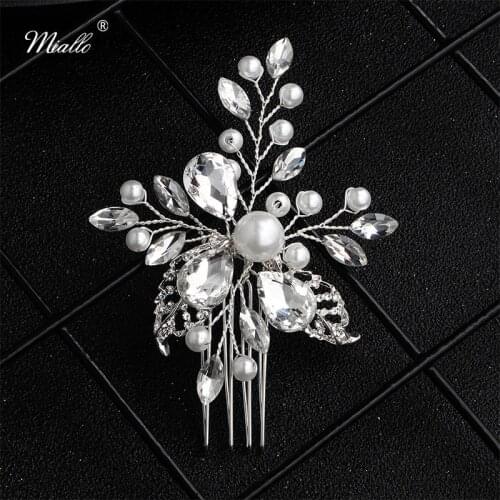 Miallo Newest Fashion Crystal Alloy Wedding Dress up Hair Comb Bridal Hair Accessories Ornaments Handmade Headpieces Hair Clips