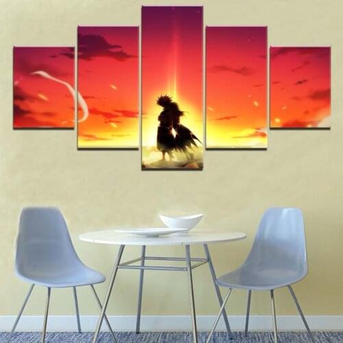 Hd Prints Painting Modular 5 Piece Fairy Tail Animation Pictures Canvas Wall Art Home Decor Modern for Bedside Background Poster
