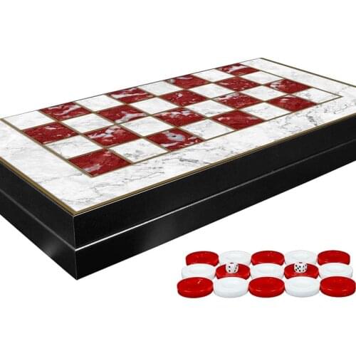Classic Red Marble Board Game Luxury Backgammon Set