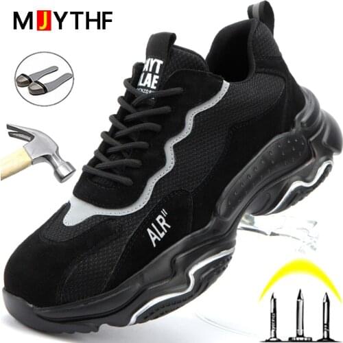Lightweight Work Sneakers Men Shoes Fashion Safety Shoes Anti-puncture Work Shoes Anti-smash Steel Toe Shoes Non-slip Footwear