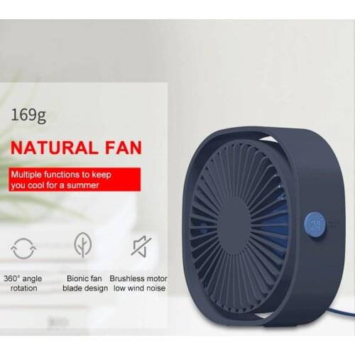 Summer Creative USB Charging Personal Desk Mini Fan Portable Office Silent Rotating Plug-In Electric Fan Outdoor Travel Gift