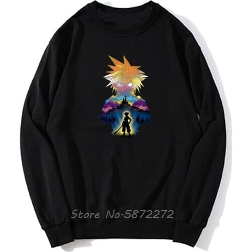 Kingdom Hearts Hoodie Digital Print Sora Keyblade Camisetas Role Playing Game Men Pollover Sweatshirt Fleece Hoodies Streetwear