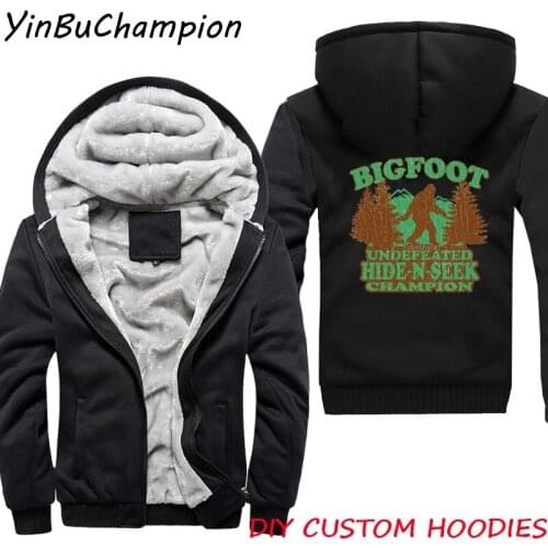 Bigfoot Hide N Seek Champion Mens Winter Jacket Zipper Winter Tracksuits Thick Fleece Hoodies Hooded Sweatshirt Plus Size 5XL