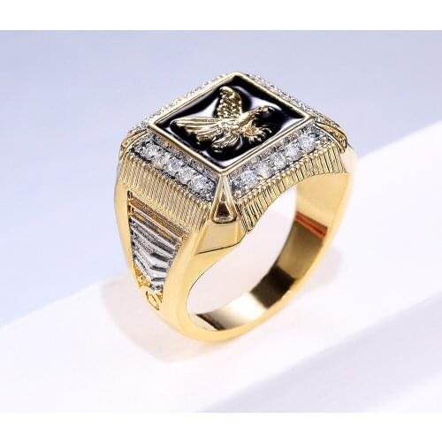Bohemia Domineering Soldier Badge Armor Mens Ring Vintage Punk 14k gold Handmade Carved Rings gold jewelry 18k