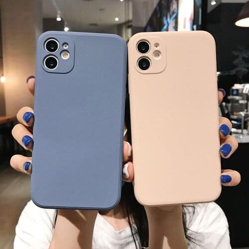 Luxury Square Liquid Silicone Soft Case For iPhone 11 Pro X XR XS MAX 12 Shockproof Phone Cover For iphone 7 8 plus Back Case