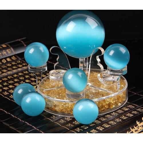 Natural Cats Eye Crystal Seven Star Array Great for Meditation Home Fengshui Decoration Chakra Reiki Stone