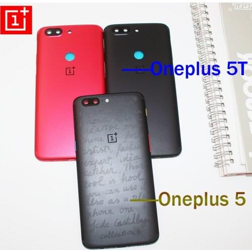 Original For Oneplus 5 A5000 5T A5010 Back Battery Cover Real Door Metal Housing Replace Parts + Camera Glass Lens SIM Card Tray