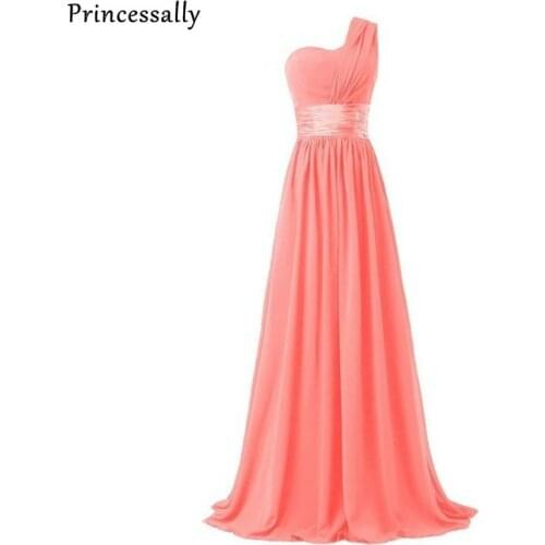 Coral Colored Bridesmaid Dresses One Shoulder Chiffon Burgundy Bridesmaid Dresses Royal Blue Gown Emerald Green Prom Dresses New