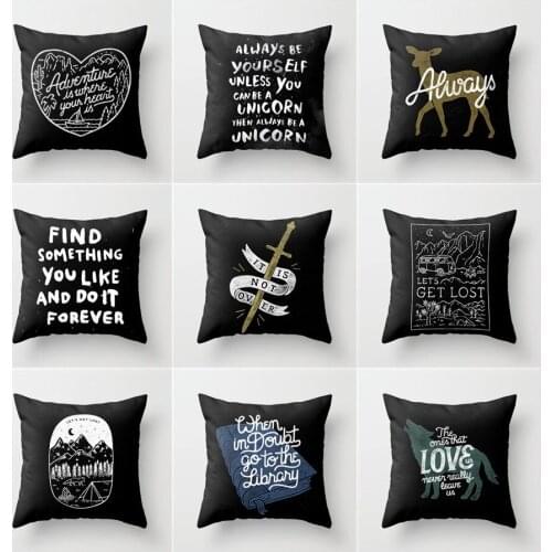 Nordic Style More Sizes Black Letter Pillow Super Soft and Short Plush Personality Car Sofa Bedside Seat Cushion Home Cushion