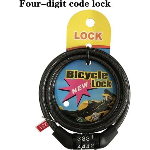 Portable Road Bicycle Locks password lock 4-digit bicycle mountain bike password wire lock burglar lock 4-digit password lock
