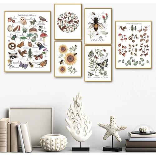 Print Wall Painting Sunflower Honey Bee Print A3 Flowers Poster Floral Print Nursery Art Floral Art Print Kids Bedroom Decor Art