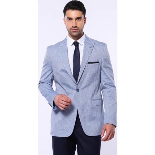 Slim-Fit Peak Lapel Navy Jacket