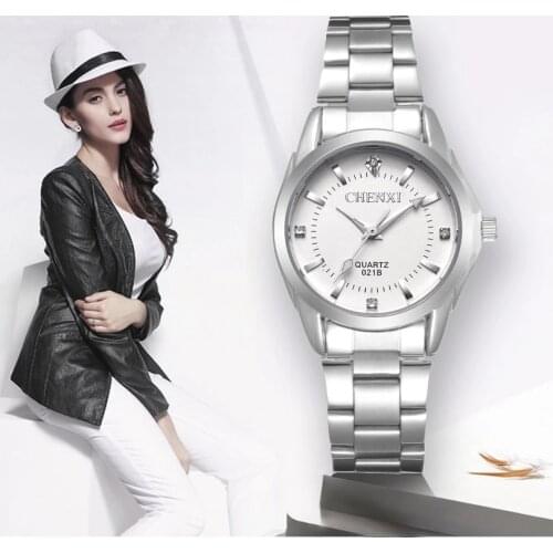 Luxury Brand Stainless Steel Female Rhinestone Quartz Watches Ladies Fahion Girl ChenXi Wrist Quartz Watch Womens