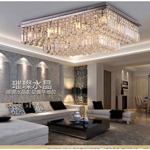 Luxurious Simple Crystal Ceiling Light Modern Fashion Living Room Crystal Lighting Rectangular LED Bedroom Restaurant Lighting