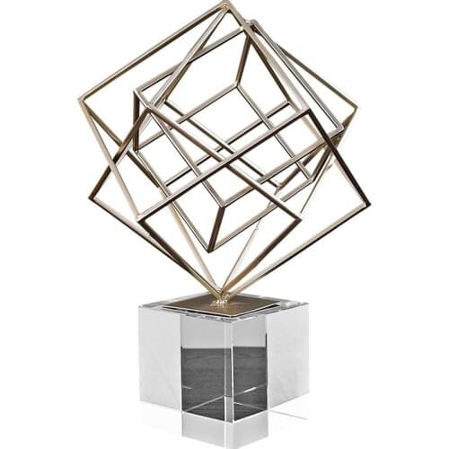EUROPEAN STYLE ABSTRACT GEOMETRY FIGURINE STATUE CREATIVE METAL CRAFTS HOME DECORATION ACCESSORIES FOR LIVING ROOM R1634