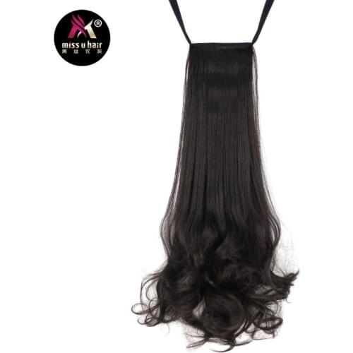 Miss U Hair 18" 45cm 110g Synthetic Ribbon Ponytail Long Curly Women Clip In Hair Extensions piece Ponytails