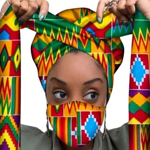 On Sale!!! African Headwrap Women Wax Fabric Traditional Headtie Scarf Turban set with matching picture Mas.K protection set