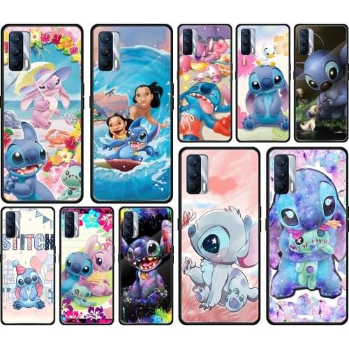 Lilo Stitch Cartoon Tempered Glass Cover For Realme 7 7i XT C3 6 5 Pro for OPPO A9 2020 A52 Find X2 Lite Phone Case