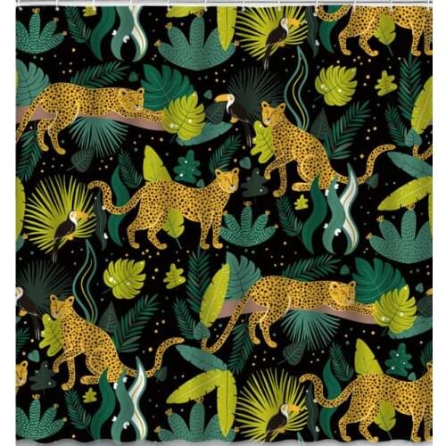 Shower Curtains Leopard Tropical Plant Leaf Toucan Pattern Modern Natural Waterproof Cloth Bathroom Decor Hooks Bath Curtain Set