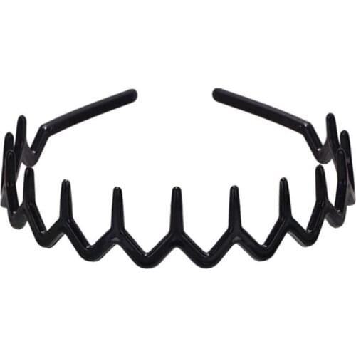 Women Girls Plastic Wavy Toothed Headband Anti-Slip Zig Zag Comb Shark Hair Hoop B95F