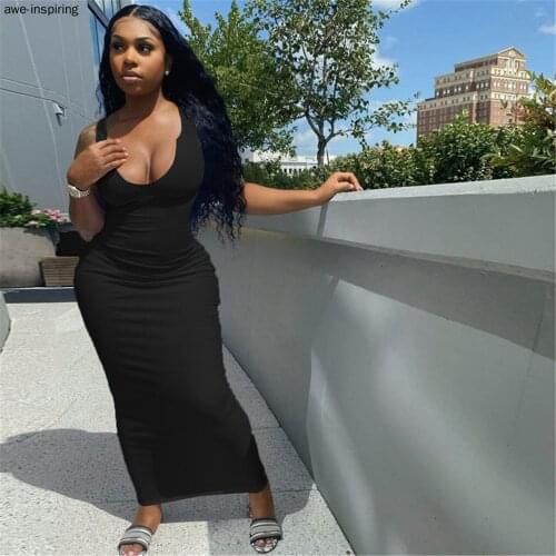 Sexy Women Sleeveless Midi Dress Ribbed Knitted Stripe V Neck Bodycon Streetwear Party Club Elegant High Street Summer Vestidos