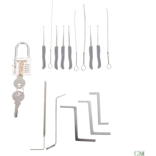 1 Set Locksmith Tools Practice Transparent Lock Kit With Broken Key Extractor Wrench Tool Removing Hooks Hardware