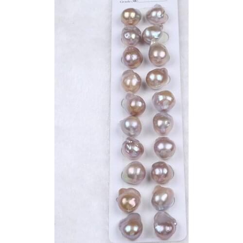 14-15mm Purple Natural Freshwater Baroque Pearl Irregular Pair Beads For DIY Ear Stud Drop Earrings Making