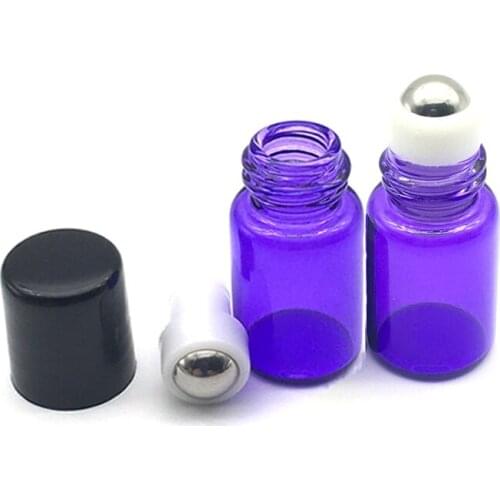 20pcs 2ml Purple-blue Roll On Glass Perfume Bottle Empty Colorful 2cc Refillable Essential Oil Sample Container