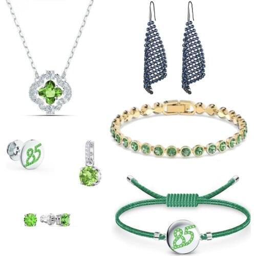 2021 fashion jewelry high quality SWA new green series, charming green style ladies exquisite pendant necklace