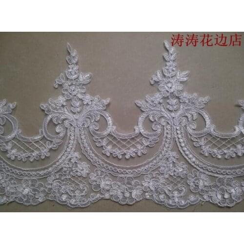 3 Meters High End Quality White Ivory Cord Embroidery Lace Trim Evening/Wedding Dress Accessories Lace Fabric