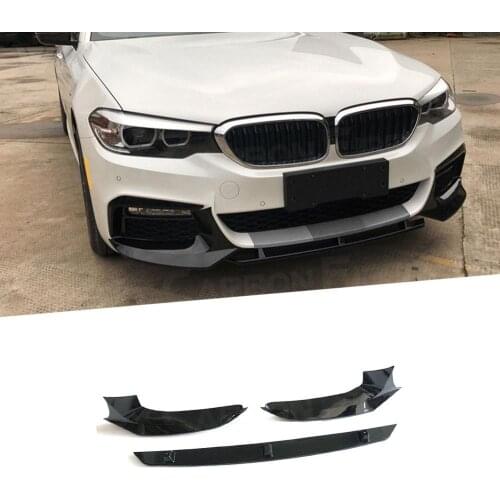3Pcs/Set Carbon Fiber&ABS Front Bumper Lip Splitters for BMW 5 Series G30 G31 Sport 2017 2018 2019 Head Chin Shovel Trims Car