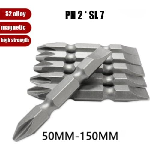 5Pcs Phillips and Slotted Double Head Screwdriver Bits 1/4" Hex Shank Screwdriver with Magnetic Tip For Electrician Hand Tools