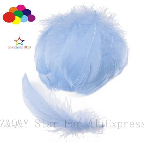 50-100 natural goose feathers floating in 5-12CM (2-4 inches) dyed light blue DIY craft jewelry clothing jewelry feathers