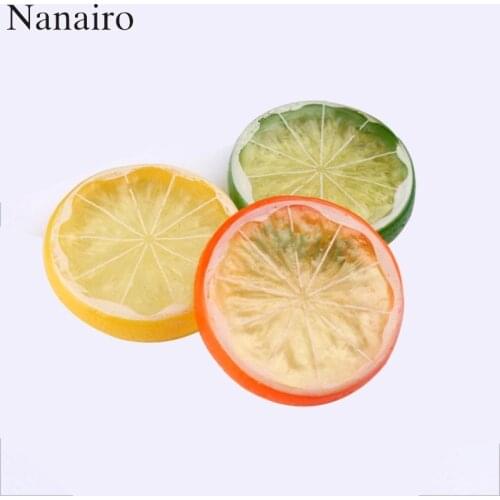 50PCS Multicolor 5CM Lifelike Fake Fruit Artificial Plastic Dried Lemon Slices For cake decorating,DIY Party Decoration Supplies