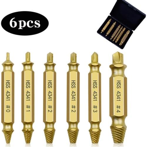 6pcs Damaged Screw Extractor Speed Out Drill Bits Set Tool Broken Screw Bolt Remover Extractor Easily Take Out Demolition Tools