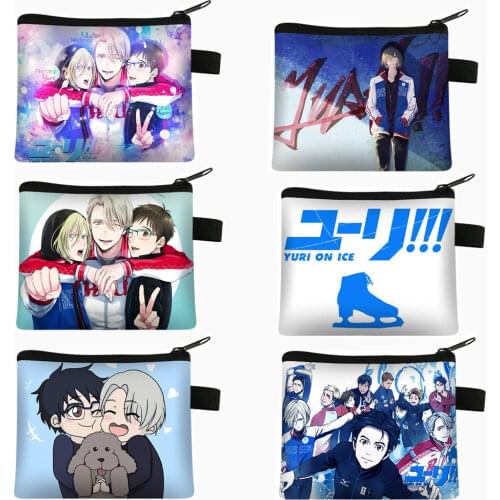 Anime Yuri on Ice Coin Purse BL Yaoi Manga Girls Money Bags Harajuku Women Purses Mini Handbag Kawaii Keys Cards Holder Bag