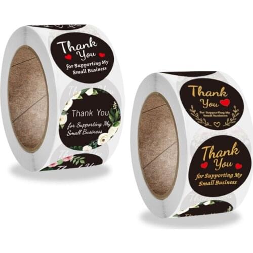Free shipping 5000pcs Roll thank you black sticker label round hot stamping Heart bronzing DIYSticker Gift Packaging Label