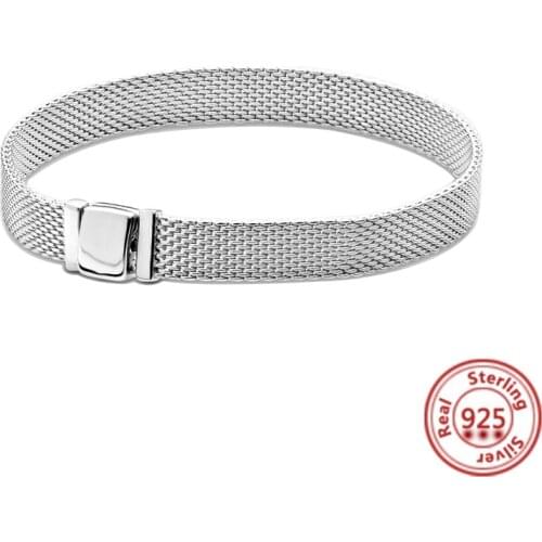 New 925 Sterling Silver Reflexions Mesh Bracelets Fit Original Brand Charm Beads DIY Jewelry Women Gift Drop Shipping Wholesale