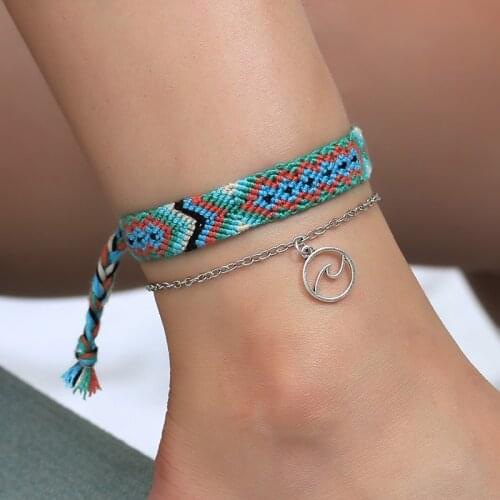 Enkelbandje Anklets Boho Bracelets On the Leg Beach Foot Jewelry Bohemian Wave Anklet Cotton Woven Bracelets For Women Fashion