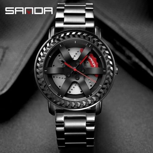 Luxury Car Wheel Watches Military Stainless Quartz Wristwatch 3D Design Car Rim Hub Waterproof Men Watch Relogio Masculino