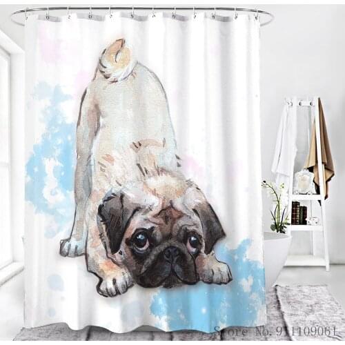 Adorkable Puppy Animal Print Shower Curtain Fashion Customized Bathroom Partition Home Decoration Waterproof Shower Curtains