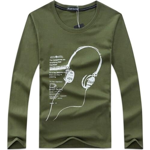 Cotton Long T Shirts Men Slim Printed Tee O-Neck Casual T-Shirt Comfortable T Shirts Male Plus Size 5XL