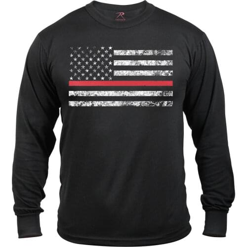 T-shirt Dept US USA Flag Line Long Sleeve Rothco 3920 streetwear funny t shirts