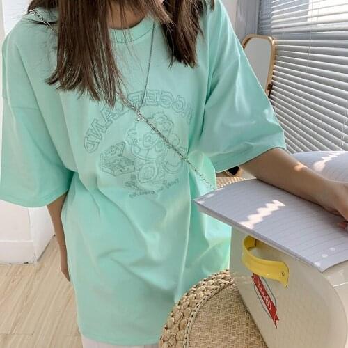 2021 summer new short-sleeved T-shirt bear letter printing compassionate female Harajuku style simple round neck