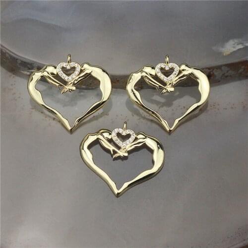 25mm 30pcs/lot High quality cz pendant,heart shape cubic zircon charm jewelry,earring/necklace component wholesale