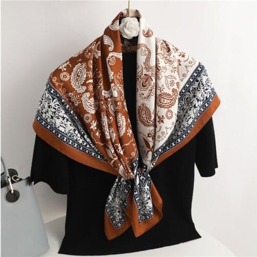 Square Scarf For Women New Hair Wrap Print Twill Hijab Neckerchief Female Headband Headscarf Shawl Foulard Ladies Bandana 2021