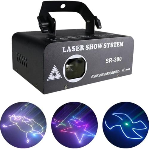 RGB 3IN1 256 Pattern 11 Animation Laser Projector DMX512 15kpps Scanner DJ Disco Party Holiday Stage Lighting Effect Laser Light