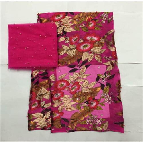 LX!High Quality 5+2 Yard African 100% Silk Chiffon Lace Fabric For Lady Dress Stretch High-class Printed Silk Fabric! F32903