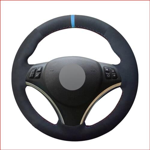 MEWANT Black Suede Steering Wheel Covers for BMW E90 E91 E92 E93 E87 E81 E82 E88 X1 E84 Accessories